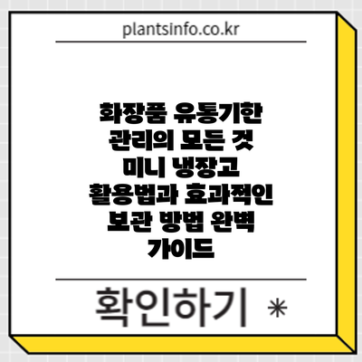 화장품 유통기한 관리의 모든 것: 미니 냉장고 활용법과 효과적인 보관 방법 완벽 가이드