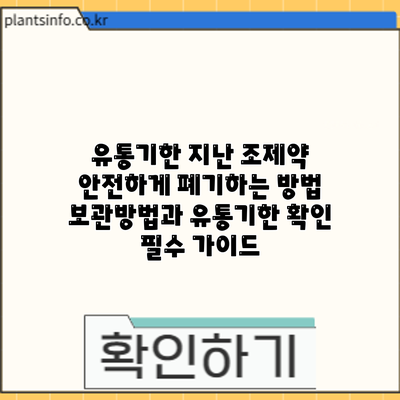 유통기한 지난 조제약 안전하게 폐기하는 방법: 보관방법과 유통기한 확인 필수 가이드
