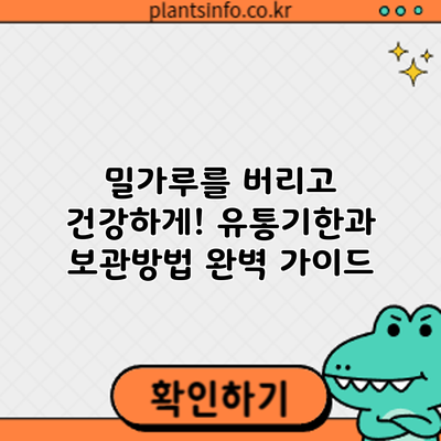 밀가루를 버리고 건강하게! 유통기한과 보관방법 완벽 가이드