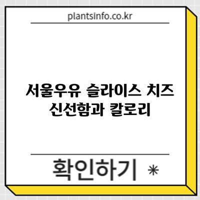 서울우유 슬라이스 치즈: 신선함과 칼로리