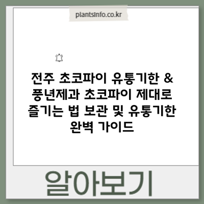 전주 초코파이 유통기한 & 풍년제과 초코파이 제대로 즐기는 법: 보관 및 유통기한 완벽 가이드