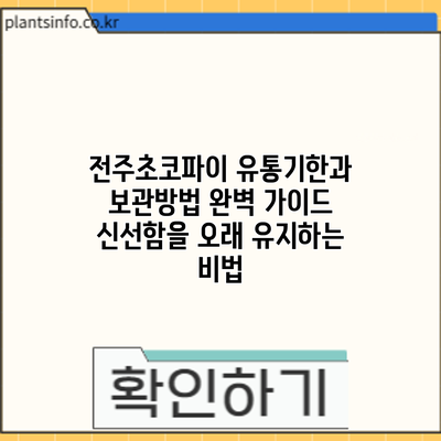 전주초코파이 유통기한과 보관방법 완벽 가이드: 신선함을 오래 유지하는 비법