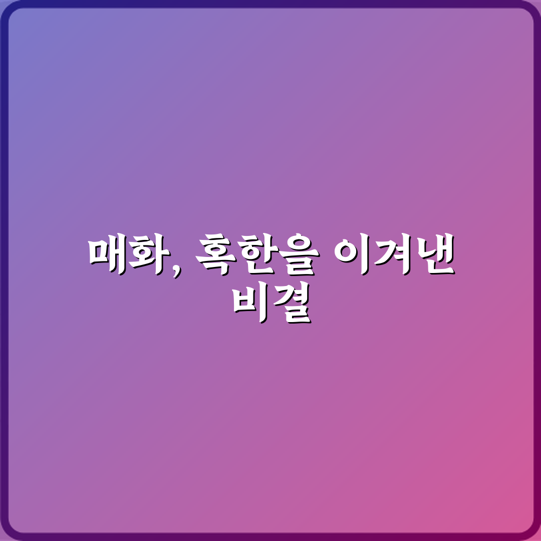 혹독한 겨울을 이기는 매화 이야기 속 7가지 성공 비법